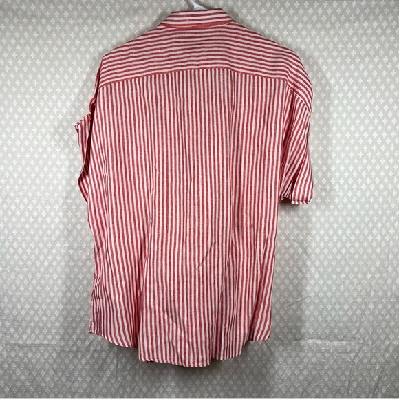 Lauren Ralph Lauren Black Label Red Striped Linen Tie Waist Top - Picture 5 of 5